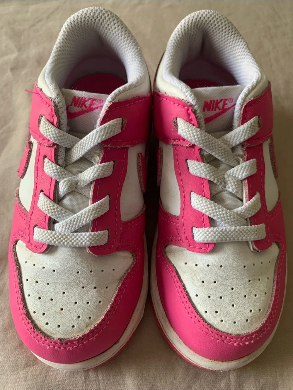 Nike Kids Pink and White Low-Top Sneakers